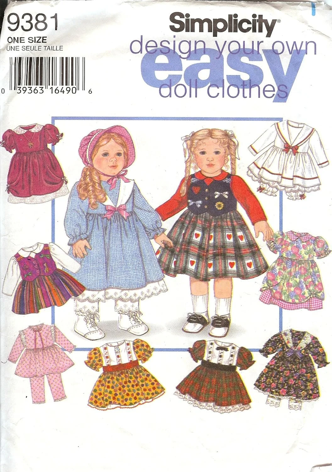 الگوی خیاطی صنایع دستی سادگی 9381 برای طراحی لباس عروسک 46 سانتی متری