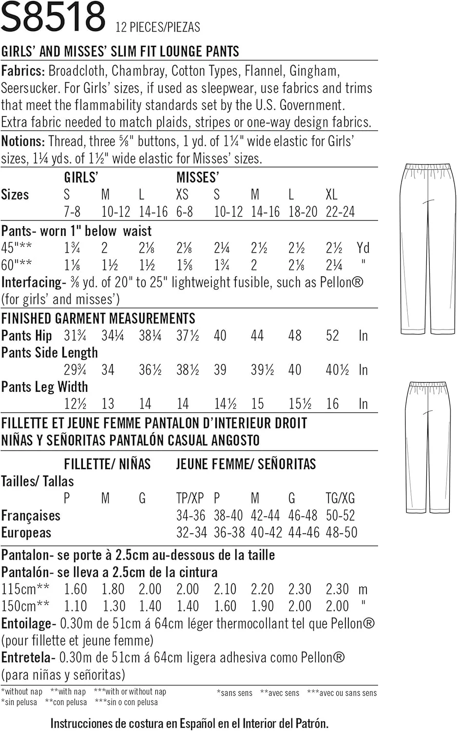الگوی خیاطی سادگی S-L/XS-XL شرکت SIMPLICITY CREATIVE CORP