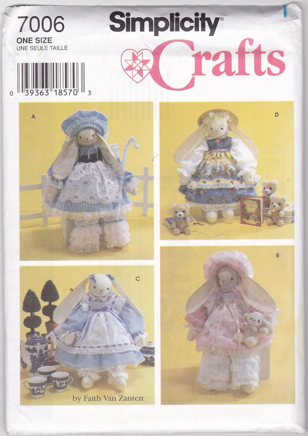 الگوی خیاطی خرگوش 46 سانتی متری و لباس Simplicity Crafts 7006-Faith Van Zanten (بدون برش)