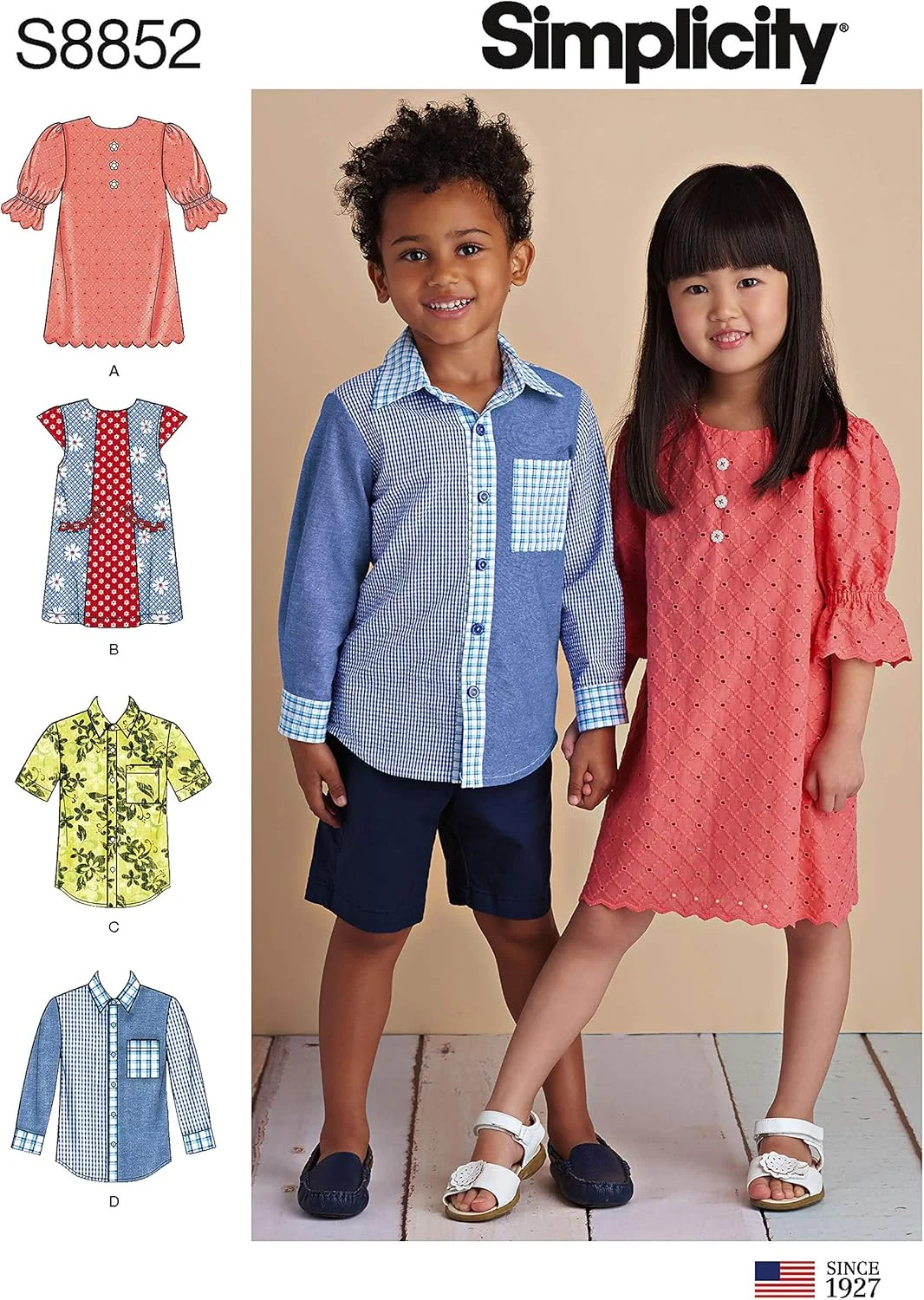الگوهای خیاطی پیراهن و لباس بچگانه Simplicity S8852، سایزهای 3-8