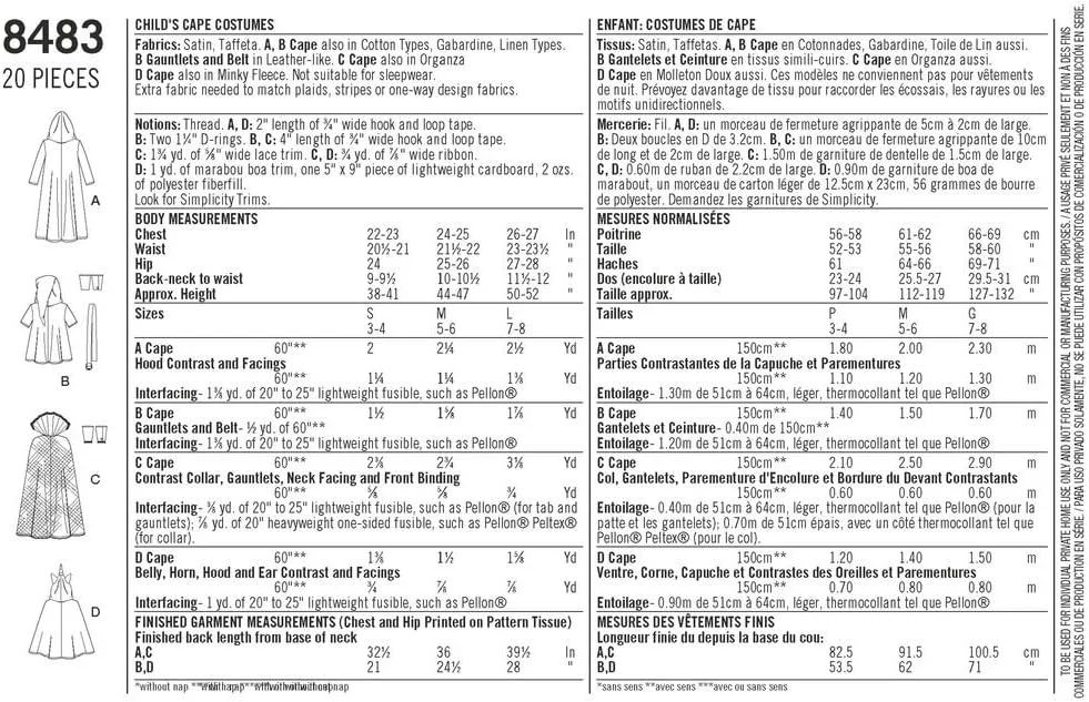 الگوهای خیاطی لباس هالووین شخصیت های ساده برای کودکان، سایزهای S-L