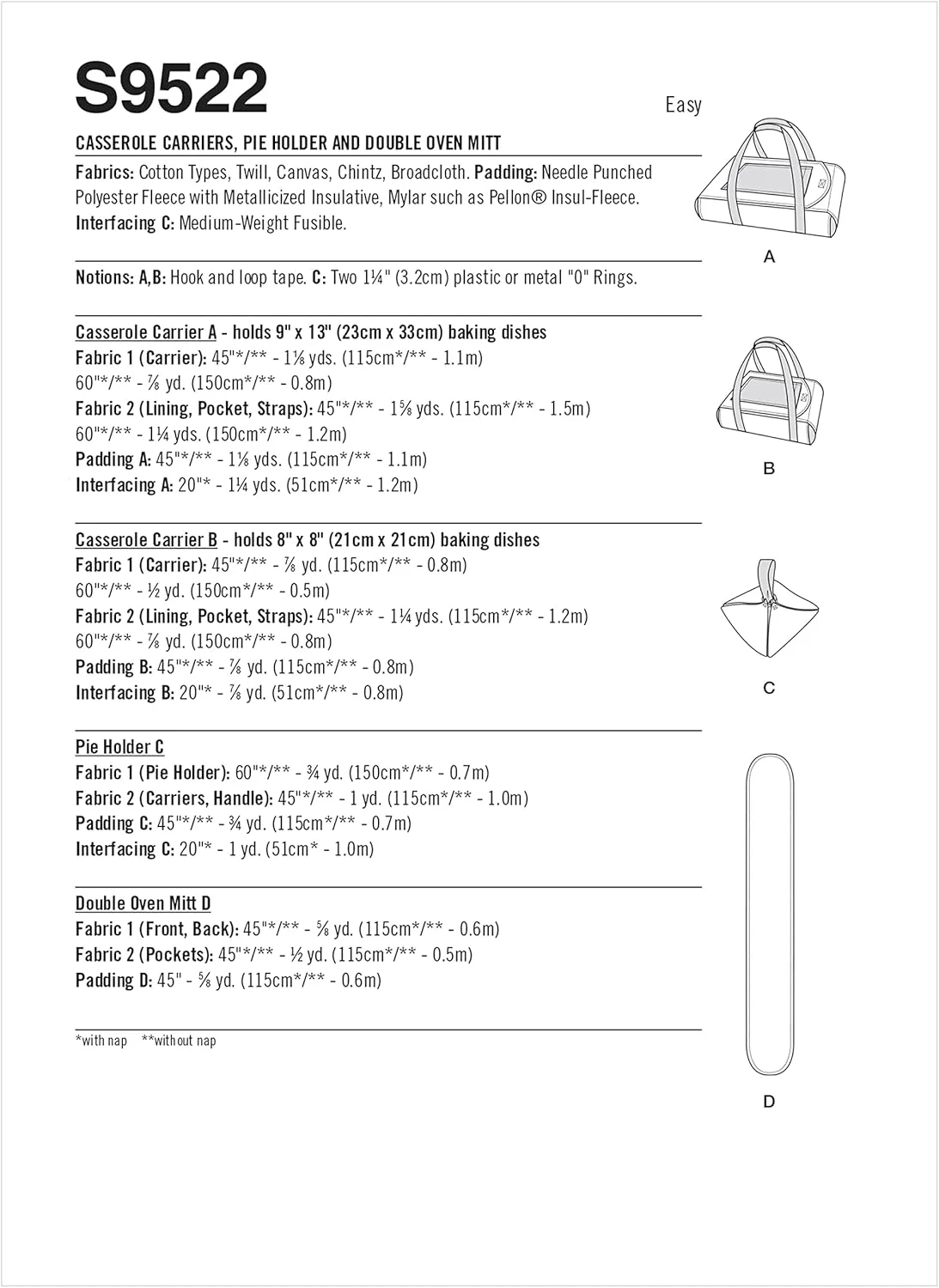 کیت الگوی خیاطی جا قابلمه ای، نگهدارنده پای و دستکش فر سادگی، کد S9522، یک سایز، چند رنگ