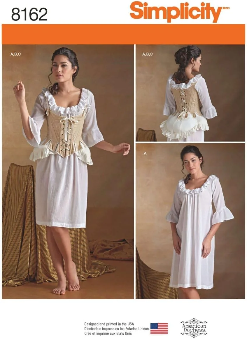 الگوی خیاطی لباس زیر زنانه قرن 18 Simplicity 8162، سایزهای 14-22 الگوی خیاطی لباس زیر زنانه قرن 18 Simplicity 8162، سایزهای 14-22