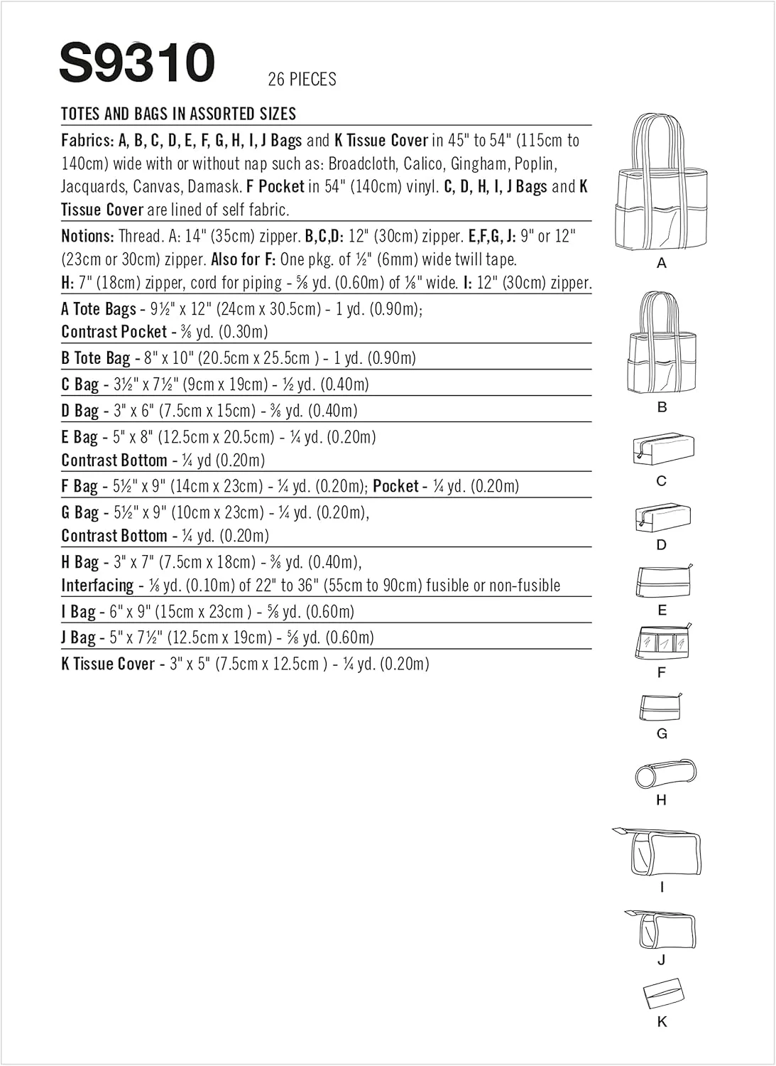 سادگی، بسته کیف لوازم آرایشی متنوع، الگوی خیاطی کد 9310، یک سایز، سفید