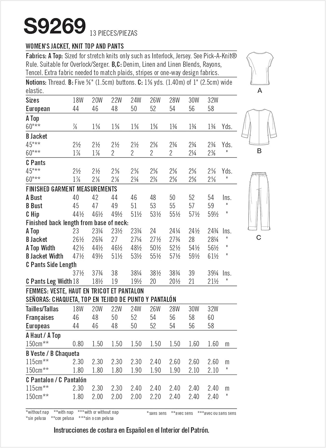 الگوی خیاطی لباس زنانه Simplicity، GG (26W-28W-30W-32W)، سفید
