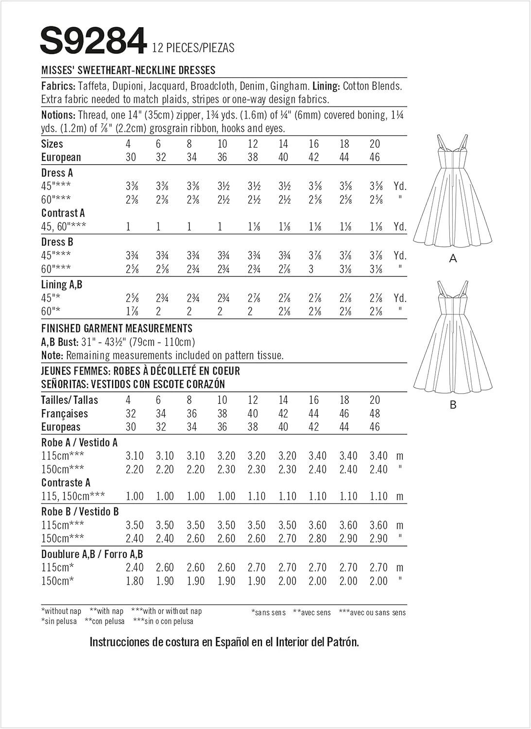 الگوی خیاطی لباس سیمپلیسیتی، سایز D5 (12-14-16-18-20)، سفید