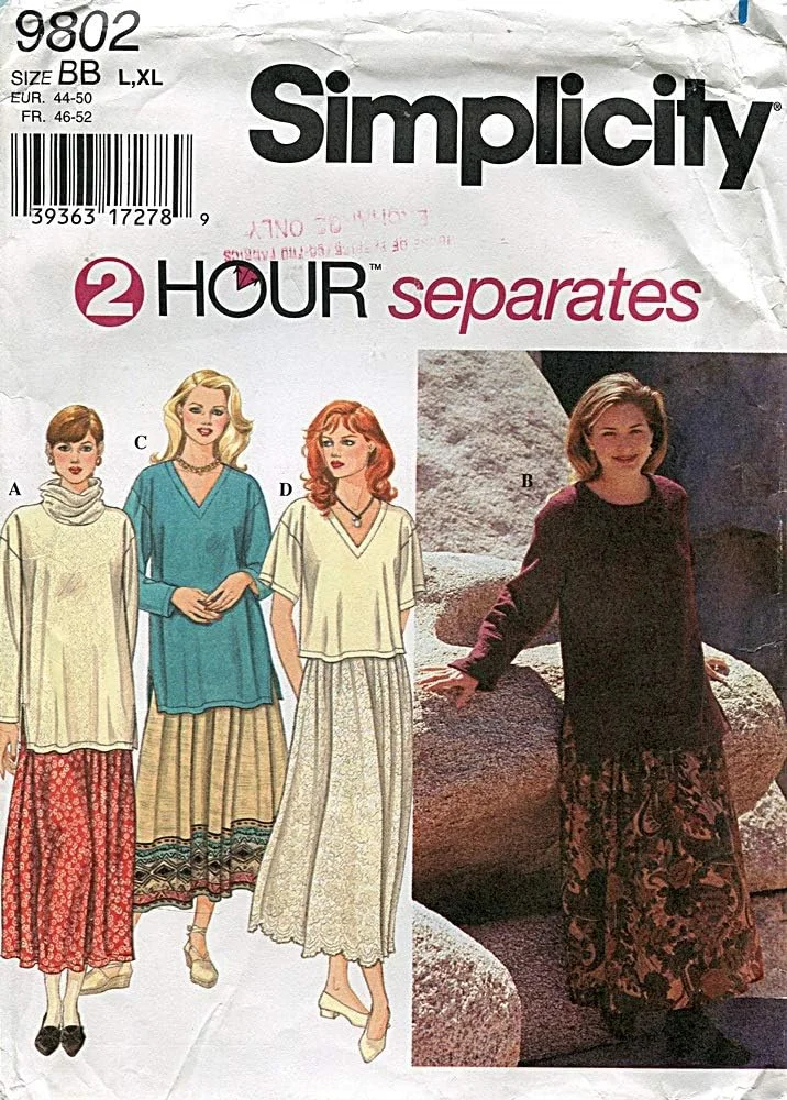 الگوی خیاطی سادگی 9802AA تاپ و دامن زنانه سایز XS-M الگوی خیاطی سادگی 9802AA تاپ و دامن زنانه سایز XS-M