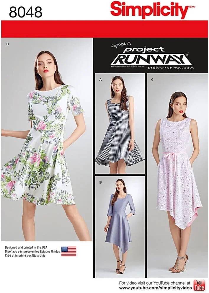 الگوی خیاطی سادگی 8048D5 "لباس زنانه/زنانه ریزه اندام مجموعه باند فرودگاه پروژه"، کاغذی