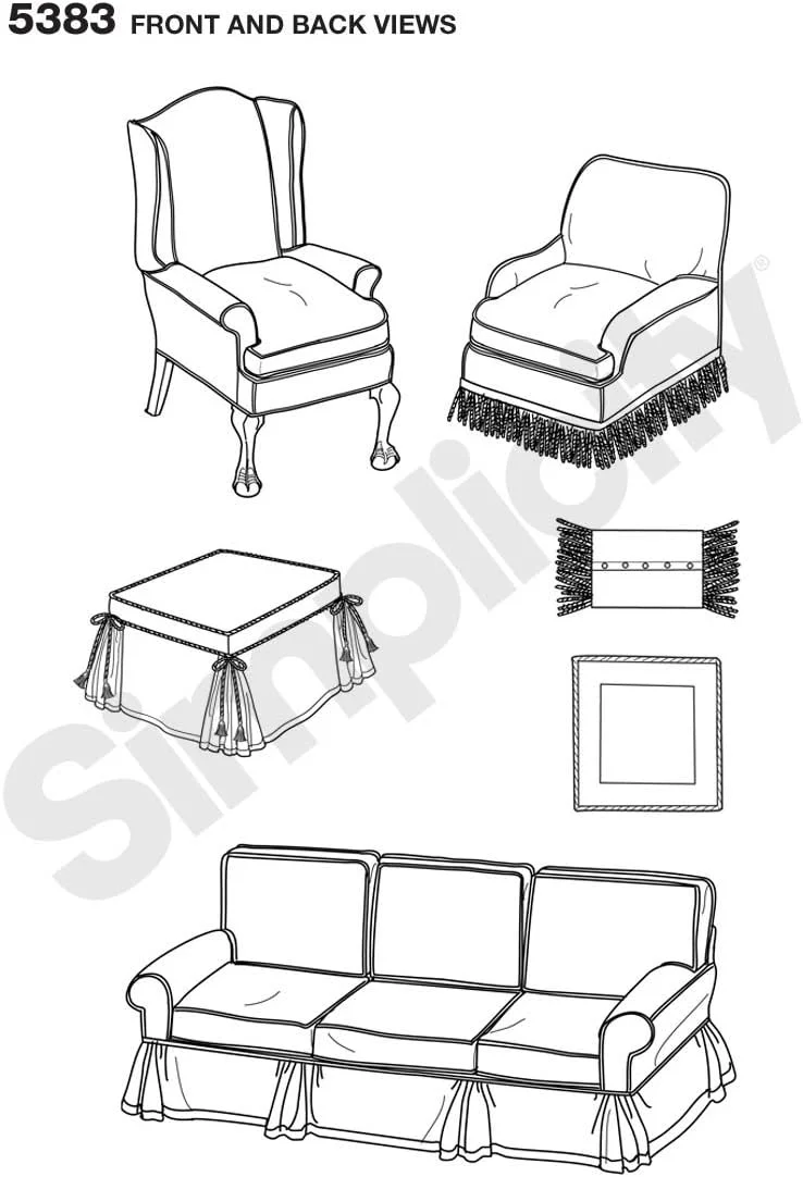 الگوی خیاطی روکش مبل و کوسن های هماهنگ Simplicity Donna Lang مدل 5383