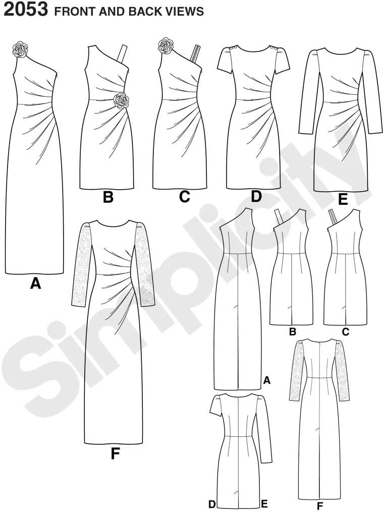 الگوی خیاطی سادگی H5 6-8-10-12-14 مدل 2053 لباس زنانه