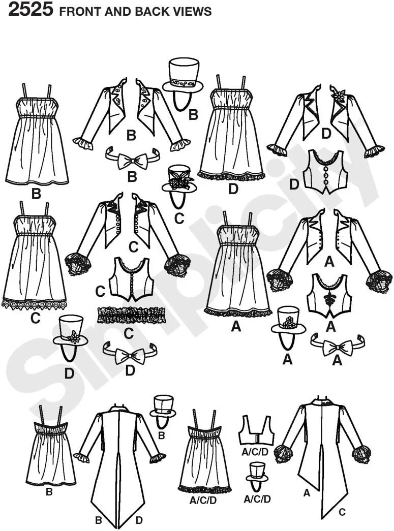 الگوی خیاطی سادگی HH 6-8-10-12 شماره 2525 لباس زنانه، سفید