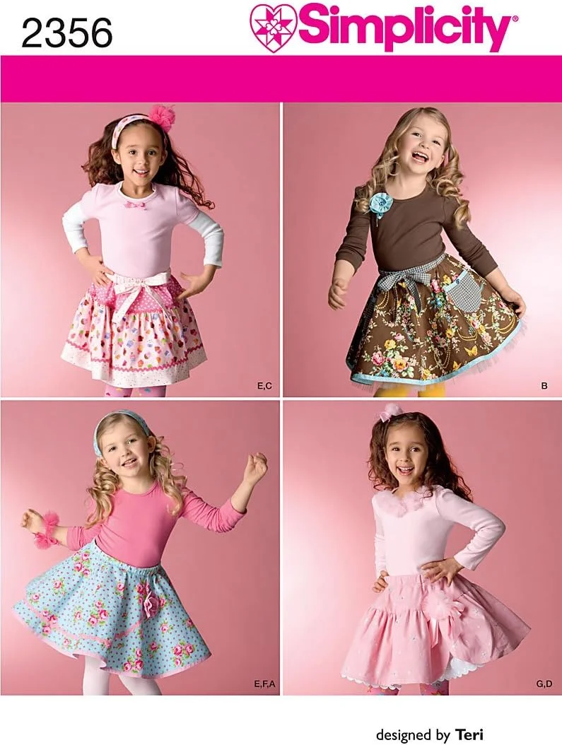 الگوی خیاطی سادگی 2356 برای دامن، زیر دامنی و اکسسوری های کودک سایز 3-4-5-6-7-8