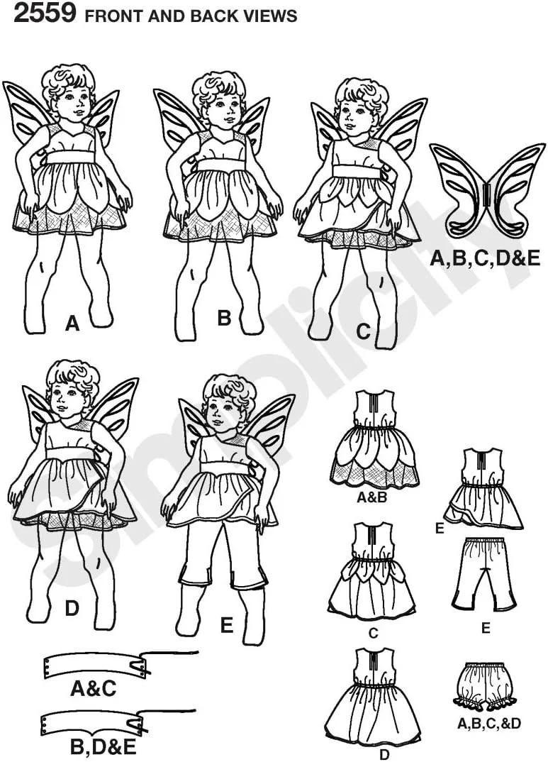الگوی خیاطی سادگی 2559 برای لباس های فانتزی کودکان سایز 1/2-1-2-3-4
