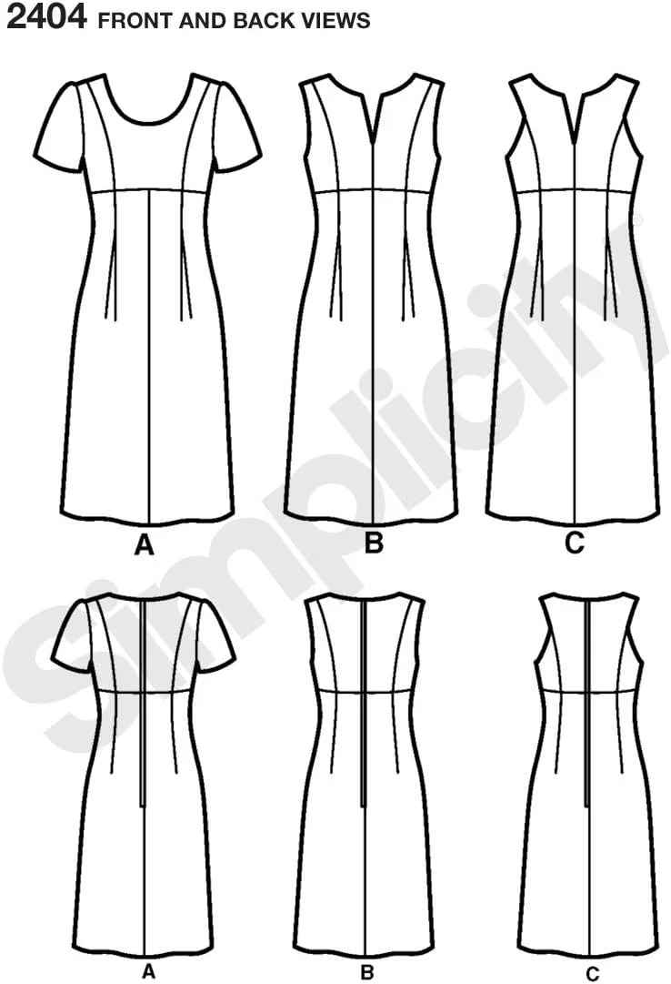 الگوی خیاطی سادگی مدل U5 16-18-20-22-24 شماره 2404، لباس زنانه