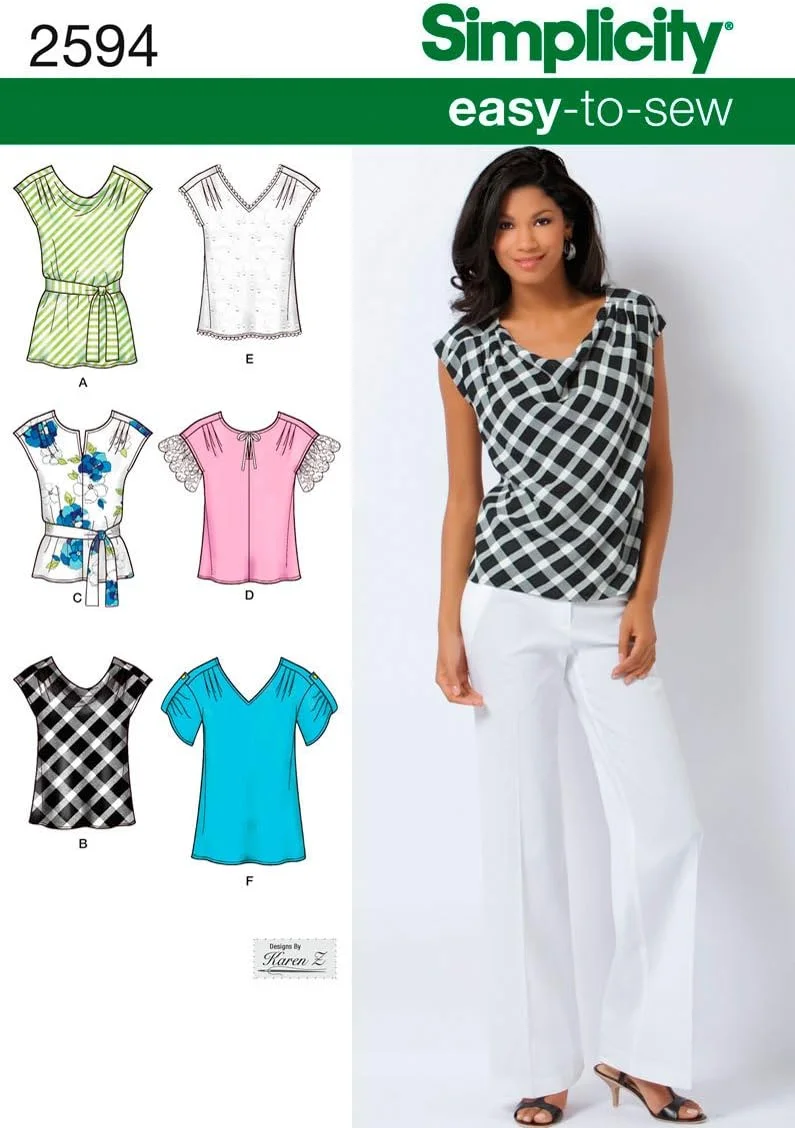 الگوی خیاطی سادگی مدل U5 16-18-20-22-24 شماره 2594، تاپ زنانه