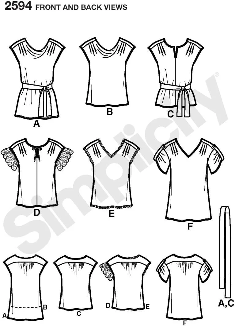 الگوی خیاطی سادگی مدل U5 16-18-20-22-24 شماره 2594، تاپ زنانه