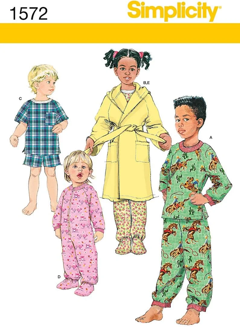 الگوهای خیاطی لباس خواب و روپوش کودک Simplicity 1572، سایزهای 1/2-2