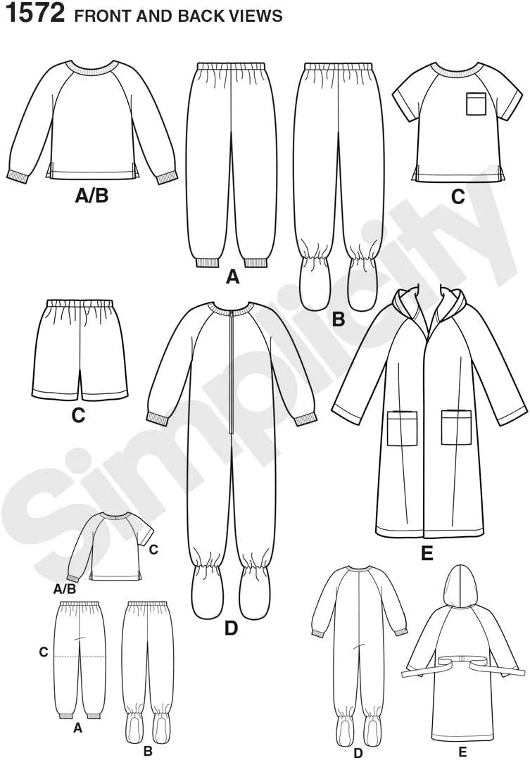 الگوهای خیاطی لباس خواب و روپوش کودک Simplicity 1572، سایزهای 1/2-2