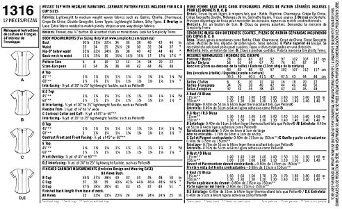 الگوی خیاطی تاپ زنانه انجمن خیاطی آمریکایی Simplicity 1316، سایزهای 14-22