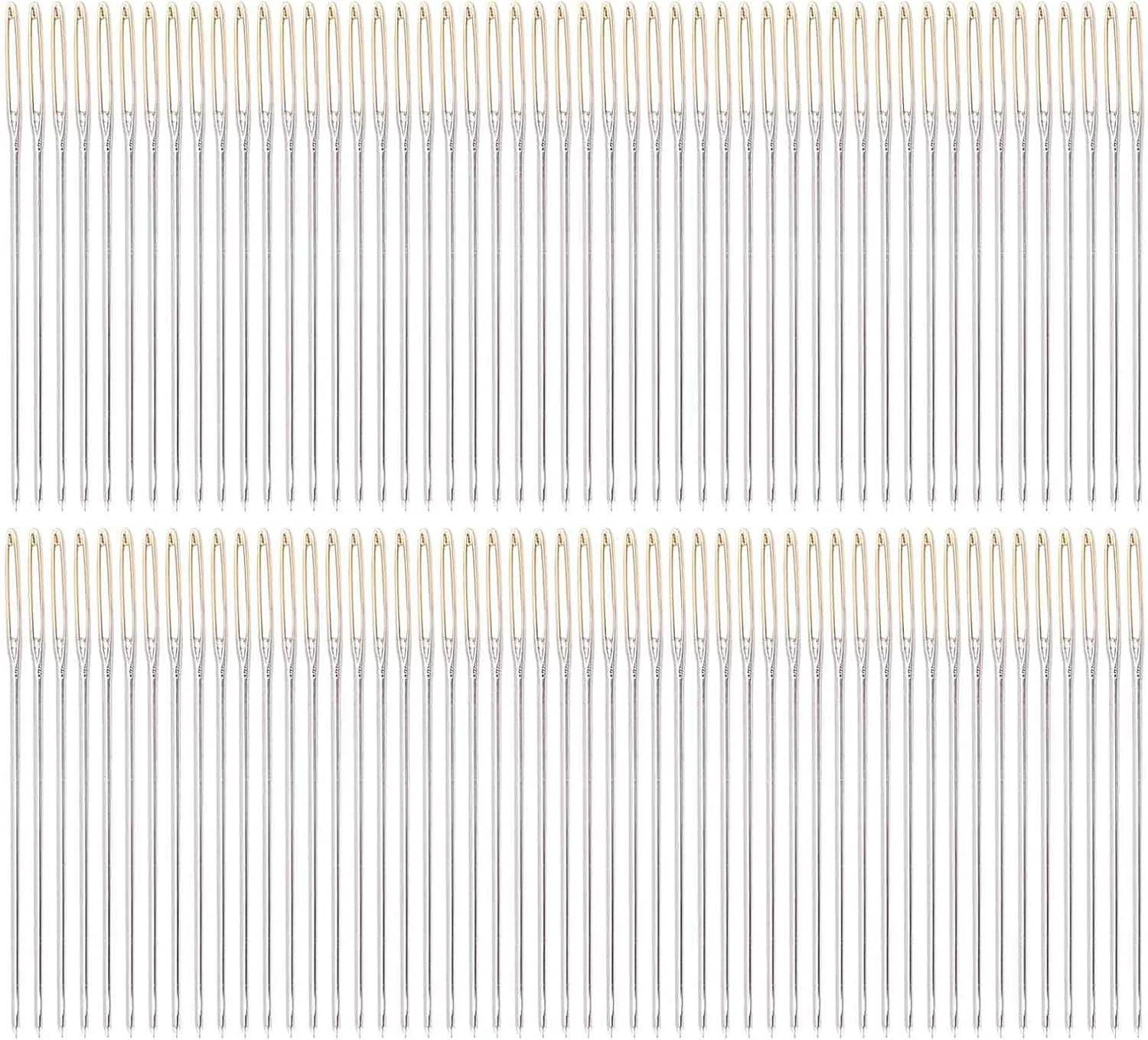 100 عدد سوزن گلدوزی در 3 سایز مختلف، سوزن های دستی گلدوزی، سوزن های فلزی با سوراخ بزرگ برای دوخت و دوز و گلدوزی به همراه جعبه نگهداری برای کارهای دستی (شماره 24)