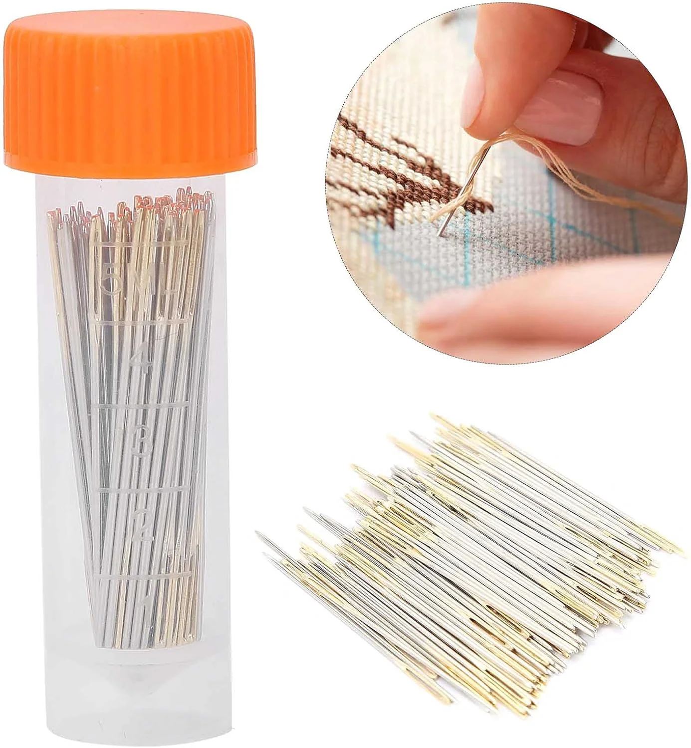 100 عدد سوزن گلدوزی در 3 سایز مختلف، سوزن های دستی گلدوزی، سوزن های فلزی با سوراخ بزرگ برای دوخت و دوز و گلدوزی به همراه جعبه نگهداری برای کارهای دستی (شماره 24) 100 عدد سوزن گلدوزی در 3 سایز مختلف، سوزن های دستی گلدوزی، سوزن های فلزی با سوراخ بزرگ برای دوخت و دوز و گلدوزی به همراه جعبه نگهداری برای کارهای دستی (شماره 24)