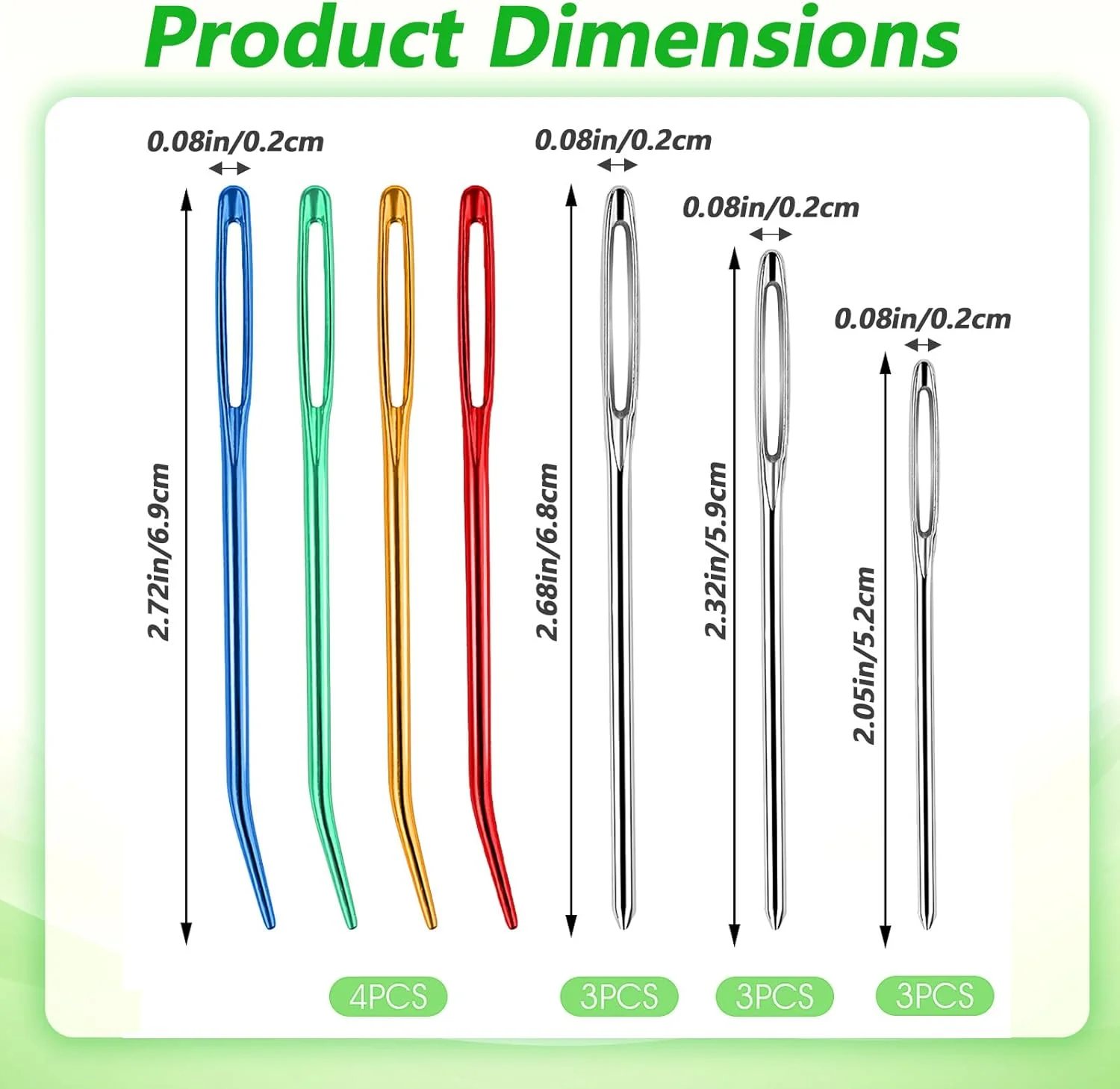 بسته 16 عددی سوزن خیاطی بزرگ با چشمی بزرگ، مجموعه سوزن های گلدوزی، سوزن های خیاطی استیل ضد زنگ، مجموعه سوزن های لحاف دوزی، یک سوزن خیاطی، سوزن چرم، مجموعه سوزن نوک تیز با چشمی بزرگ