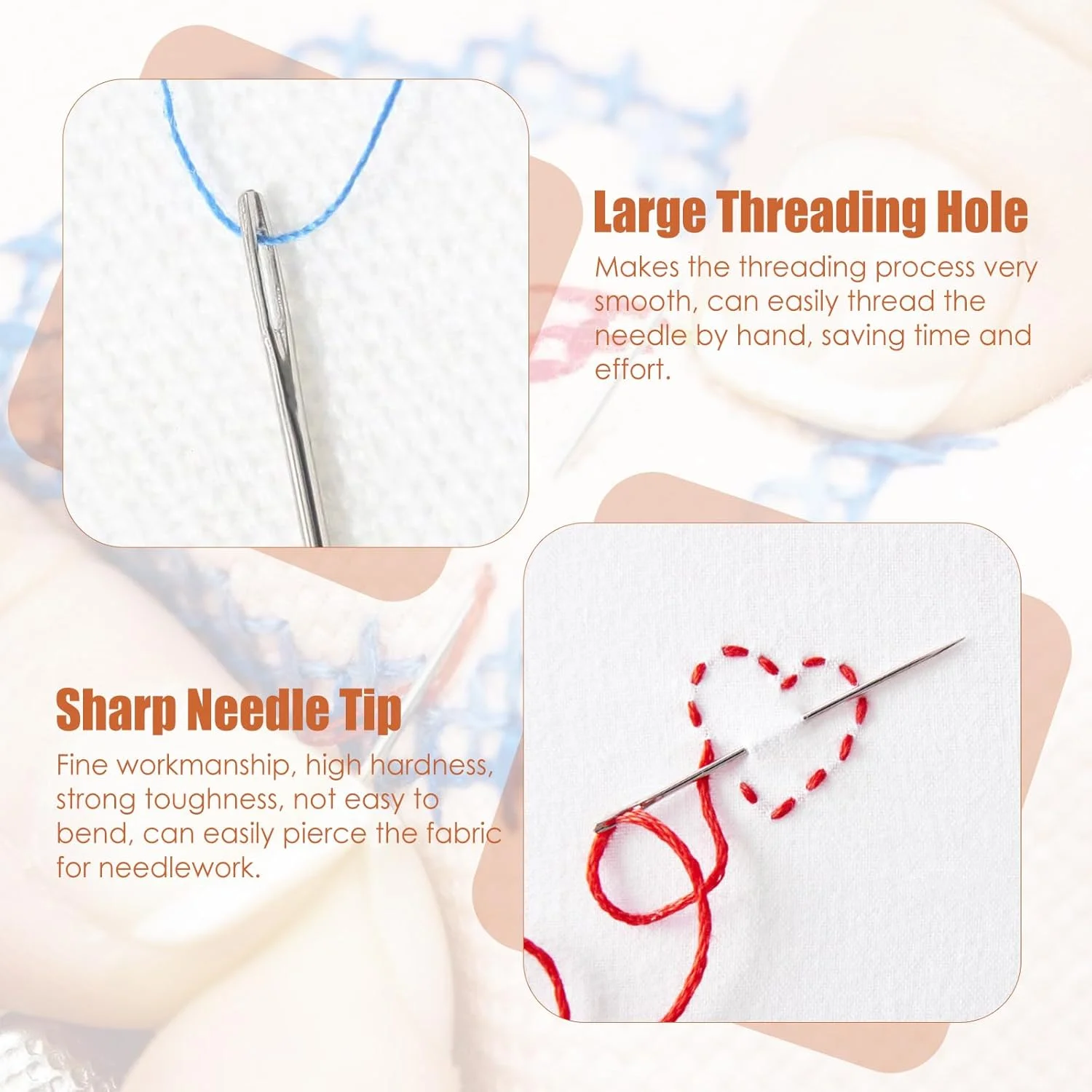 ست 50 عددی سوزن خیاطی، ست سوزن گلدوزی، 5 سایز سوزن خیاطی با چشمی بزرگ به همراه 2 محفظه سوزن چوبی، سوزن های رفو با چشمی بزرگ، سوزن های گلدوزی نوک تیز برای خیاطی ست 50 عددی سوزن خیاطی، ست سوزن گلدوزی، 5 سایز سوزن خیاطی با چشمی بزرگ به همراه 2 محفظه سوزن چوبی، سوزن های رفو با چشمی بزرگ، سوزن های گلدوزی نوک تیز برای خیاطی