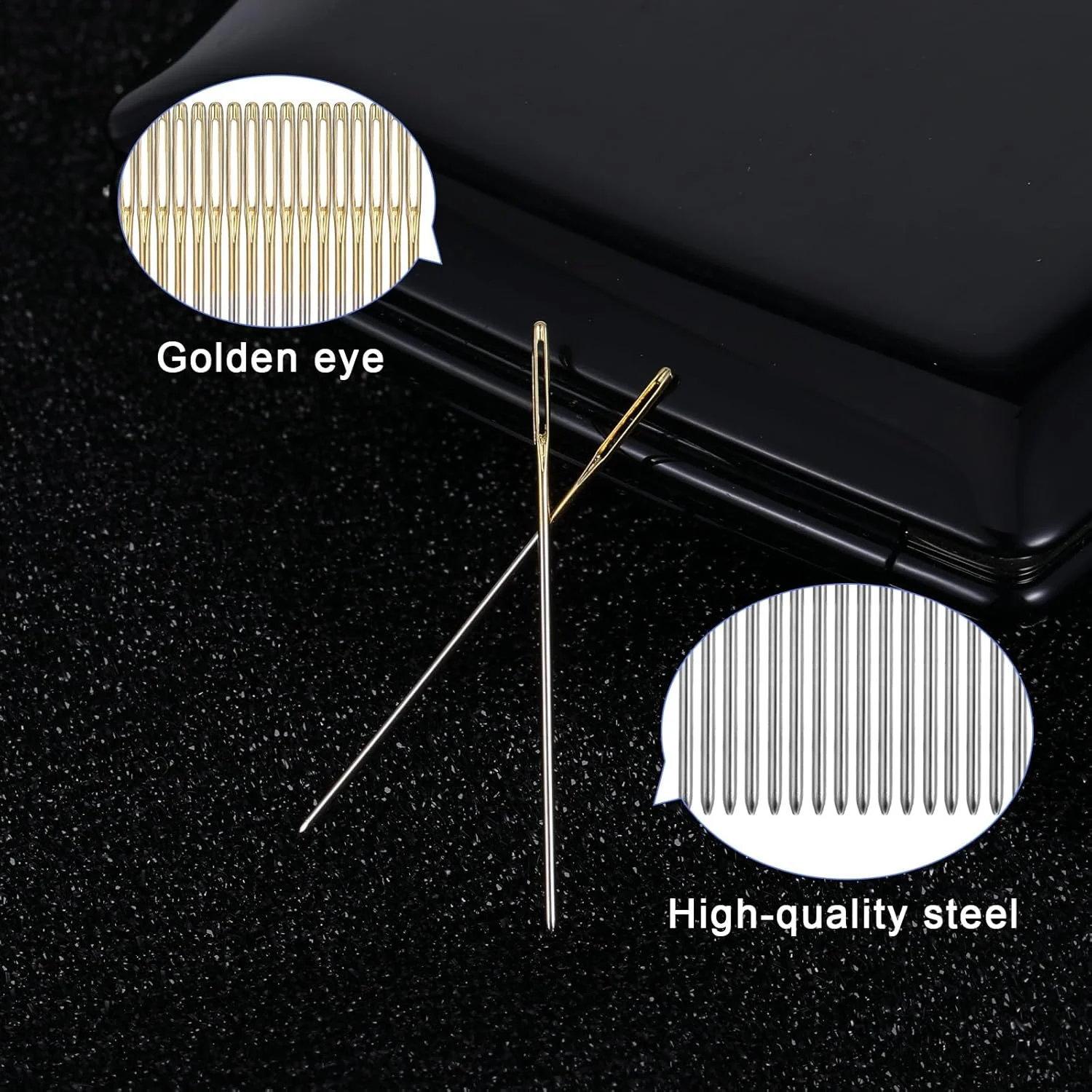 بسته 100 عددی سوزن های گلدوزی شماره 26، سوزن های فلزی خیاطی، سوزن های گلدوزی، مجموعه سوزن های خیاطی به همراه سوزن نخ کن، جعبه نگهداری، مجموعه سوزن های خیاطی، سوزن های گلدوزی، سوزن های کند با سر بزرگ