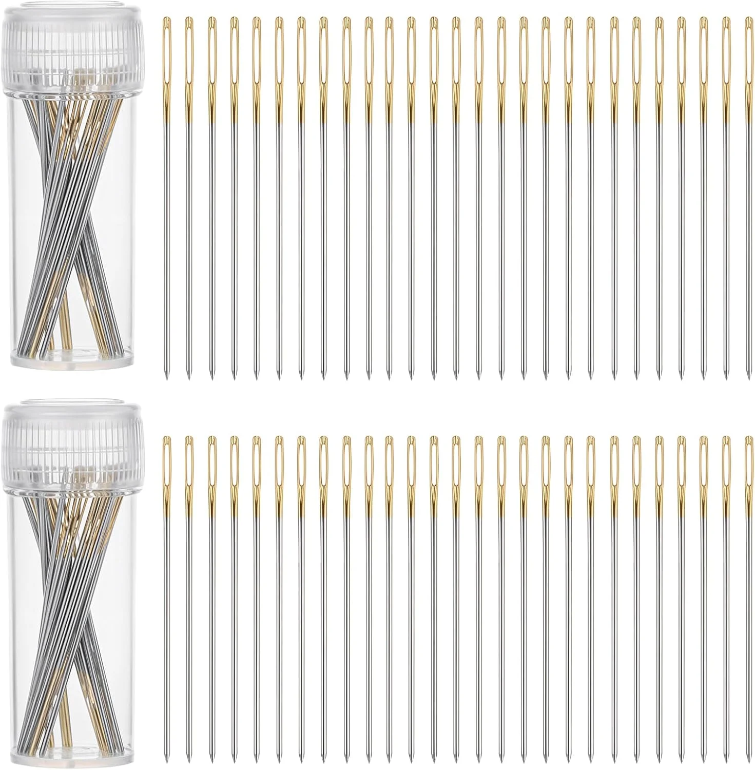 60 عدد سوزن گلدوزی کوک صلیبی، سوزن های ضخیم با سوراخ بزرگ، سوزن های گلدوزی با سوراخ بزرگ، سوزن های خیاطی دستی، سوزن های گلدوزی، استیل ضد زنگ با جعبه نگهداری، ابعاد 24 و 26