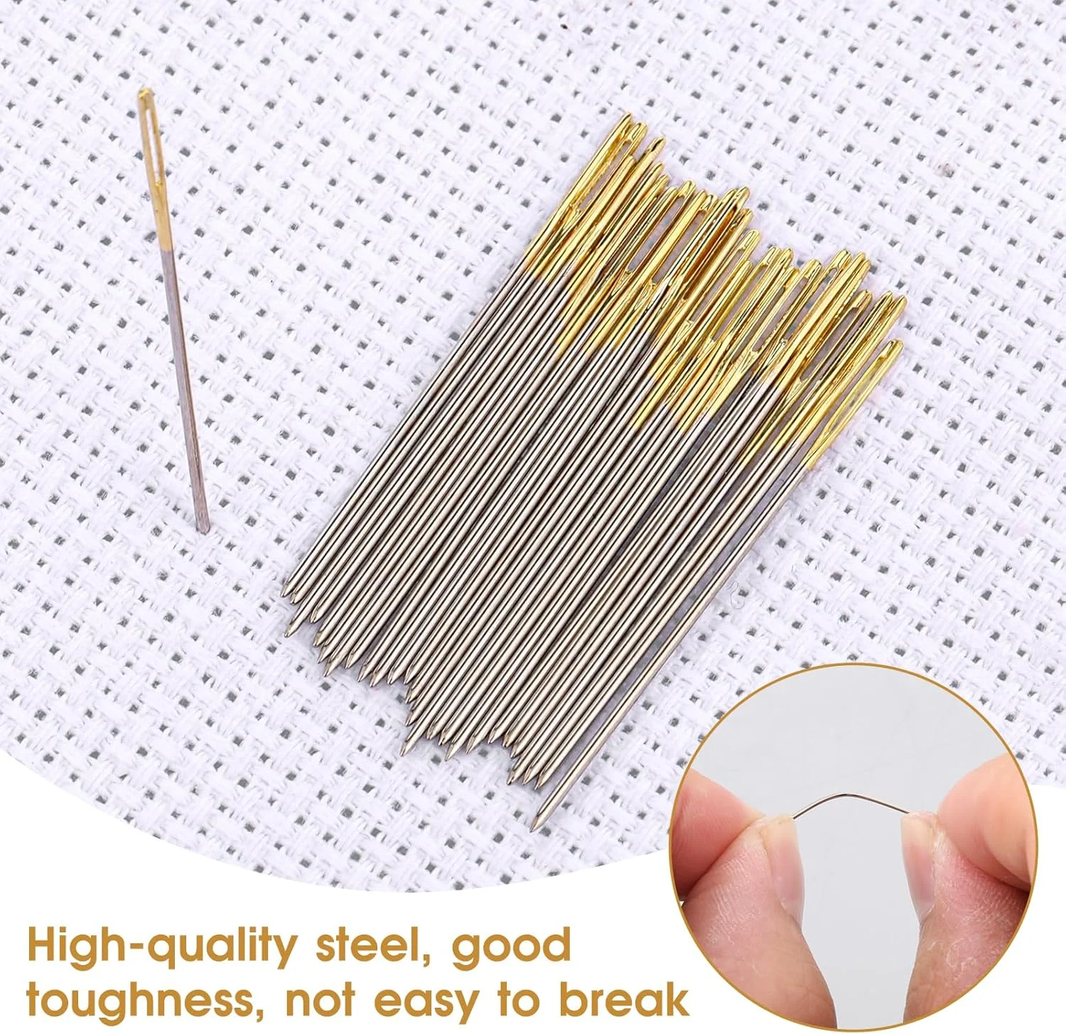 60 عدد سوزن گلدوزی کوک صلیبی، سوزن های ضخیم با سوراخ بزرگ، سوزن های گلدوزی با سوراخ بزرگ، سوزن های خیاطی دستی، سوزن های گلدوزی، استیل ضد زنگ با جعبه نگهداری، ابعاد 24 و 26