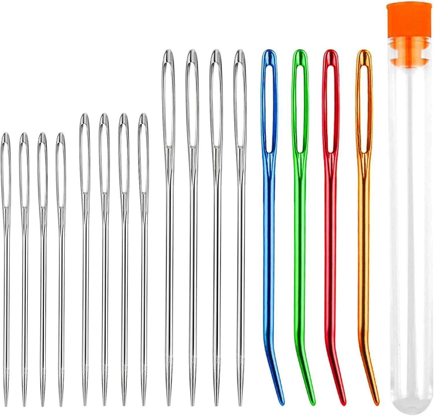 ست 16 عددی سوزن خیاطی، سوزن های خیاطی با سوراخ بزرگ، سوزن های گلدوزی کودکان، ست سوزن خیاطی، سوزن های چشم بزرگ، سوزن خیاطی بزرگ، سوزن های رفو، برای پشم، صنایع دستی چرمی با دست