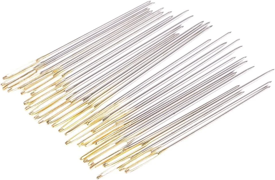 30 عدد سوزن فلزی طلایی گلدوزی پارچه ابزار کاردستی کوک صلیبی به همراه بطری