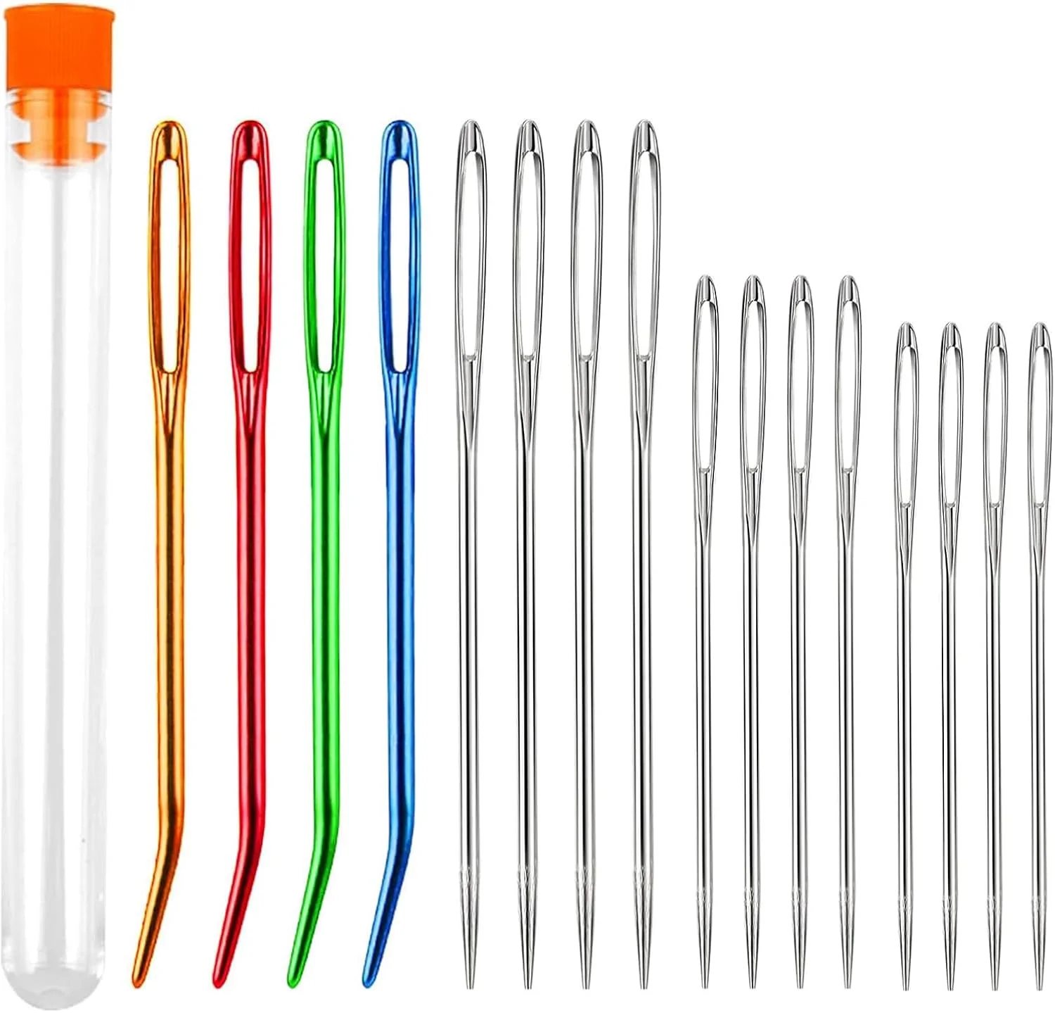 ست سوزن خیاطی 16 عددی، سوزن های گلدوزی کند، سوزن های خیاطی با سوراخ بزرگ، سوزن های گلدوزی نوک تیز، سوزن های رفو، برای بافندگی، بافتنی، گلدوزی، خیاطی