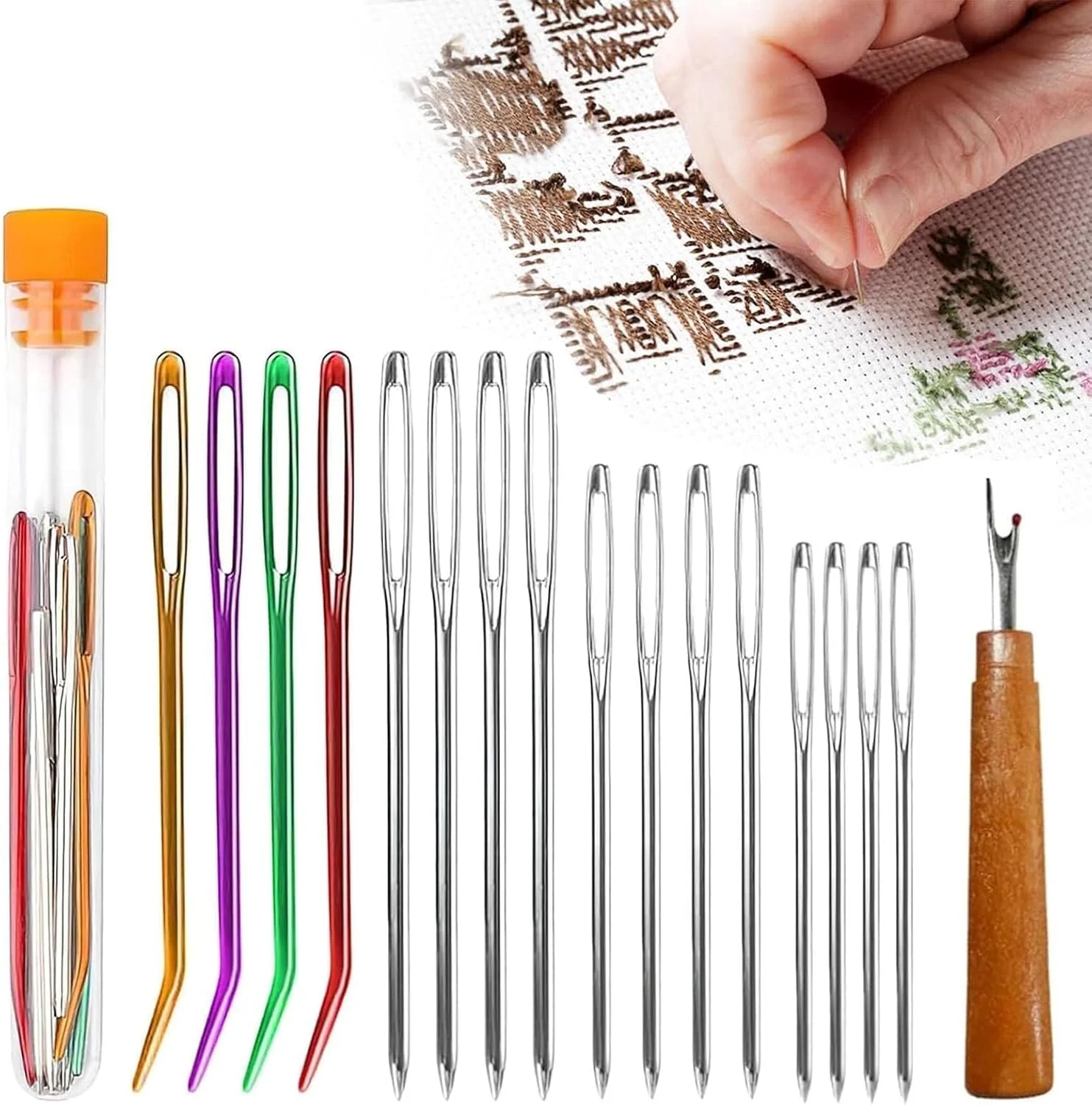 سوزن های ضخیم چشم بزرگ، سوزن های کوبلن دوزی، 16 عدد در 4 سایز سوزن بافندگی نخ، استیل ضد زنگ، سوزن های چشم بزرگ برای پشم، قلاب بافی و بافندگی نخ (همراه با ابزار) سوزن های ضخیم چشم بزرگ، سوزن های کوبلن دوزی، 16 عدد در 4 سایز سوزن بافندگی نخ، استیل ضد زنگ، سوزن های چشم بزرگ برای پشم، قلاب بافی و بافندگی نخ (همراه با ابزار)