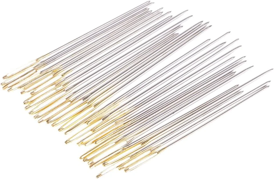 30 عدد سوزن فلزی طلایی گلدوزی پارچه ابزار کاردستی کوک صلیبی به همراه بطری 30 عدد سوزن فلزی طلایی گلدوزی پارچه ابزار کاردستی کوک صلیبی به همراه بطری