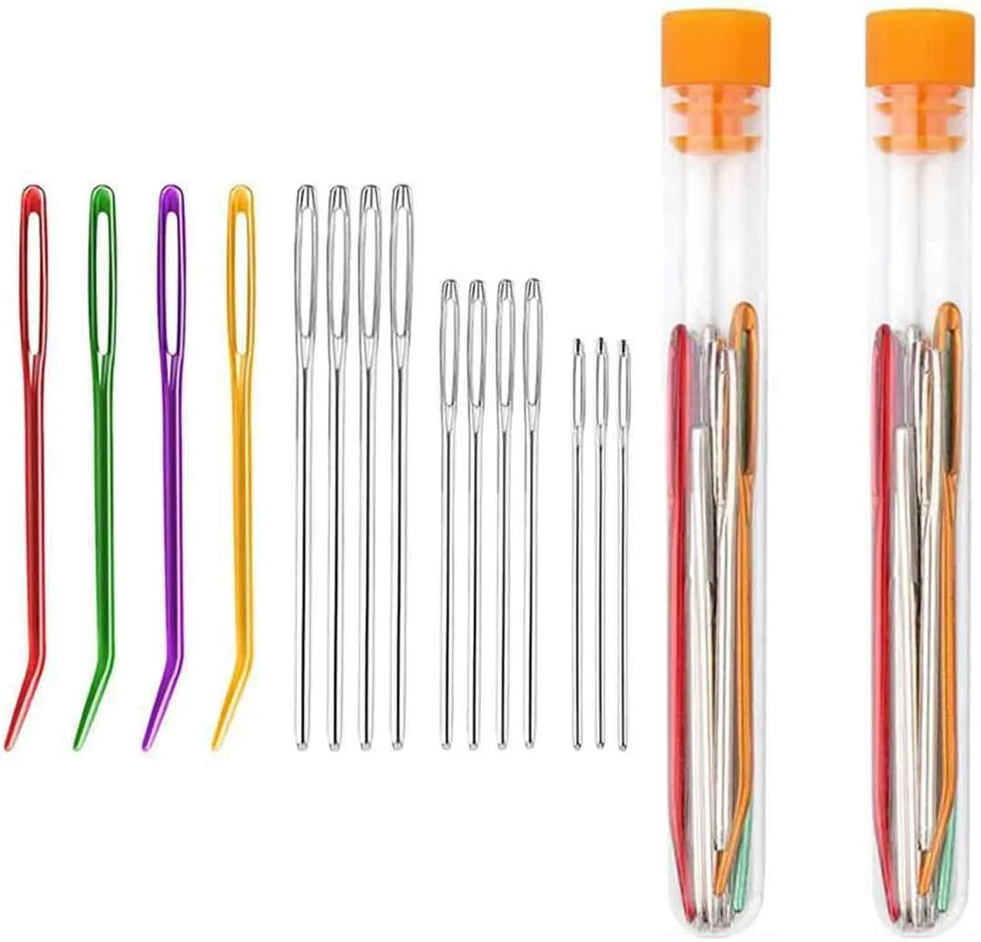 32 عدد سوزن ضخیم ته گرد با سوراخ بزرگ، سوزن کوبلان در 4 سایز مختلف برای قلاب بافی و کارهای دستی (رنگ های تصادفی)