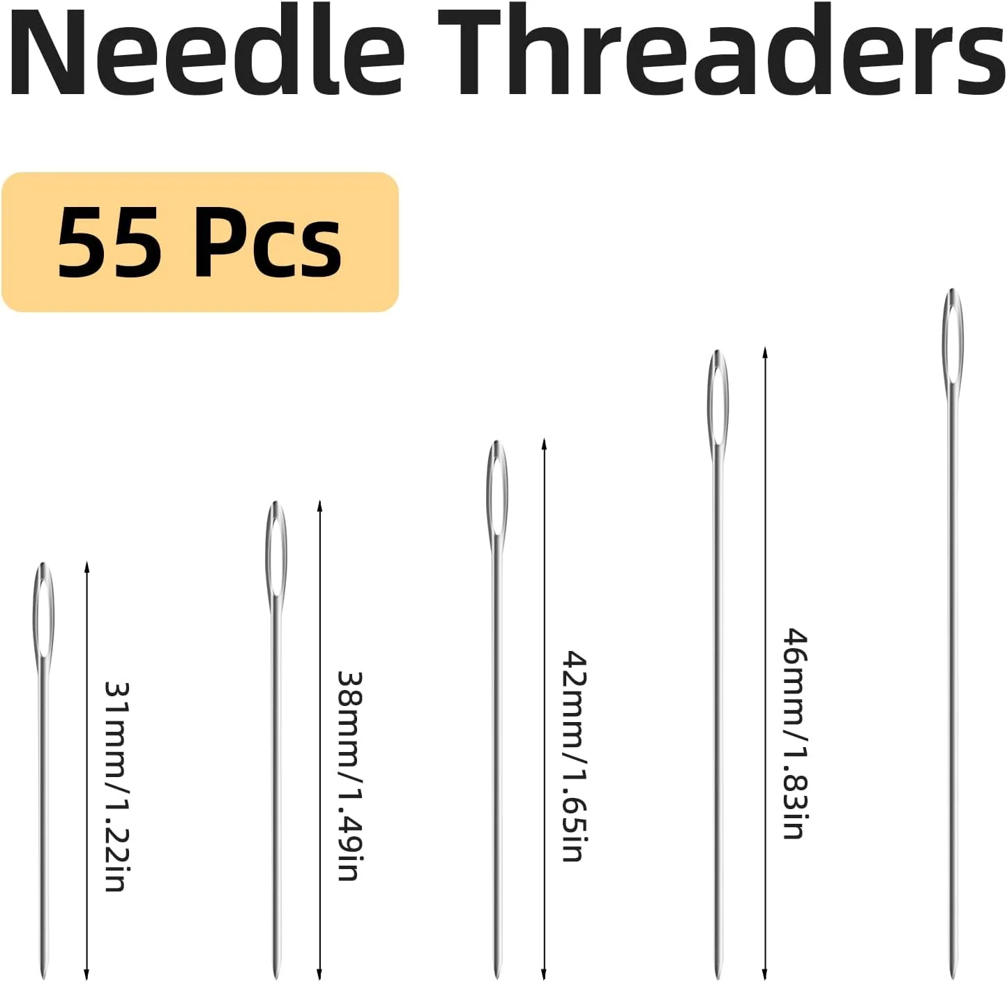 55 عدد سوزن خیاطی، سوزن های گلدوزی و کوبلن دوزی، سوزن های خیاطی دستی با چشم بزرگ، سوزن های ملیله دوزی برای صنایع دستی