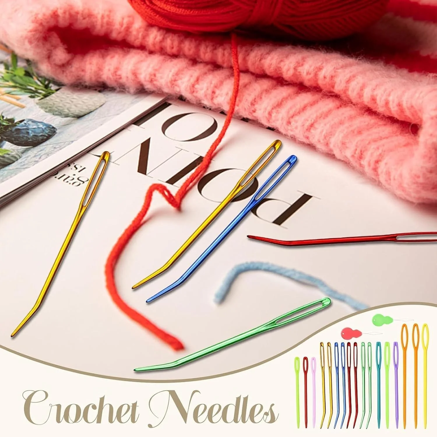 ست سوزن نخ با 9 سوزن فولادی و 18 سوزن با چشمی بزرگ، 1 شکافنده درز، 10 نشانگر قلاب بافی، مناسب برای بافندگی، صنایع دستی و خیاطی ست سوزن نخ با 9 سوزن فولادی و 18 سوزن با چشمی بزرگ، 1 شکافنده درز، 10 نشانگر قلاب بافی، مناسب برای بافندگی، صنایع دستی و خیاطی