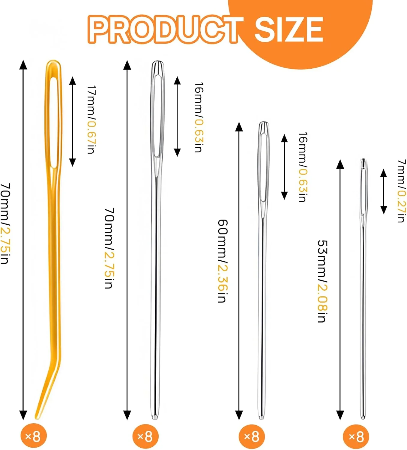 32 عدد سوزن های ضخیم بزرگ، سوزن های قلاب بافی، سوزن های رفو برای پشم، سوزن ملیله دوزی نخ، سوزن های پشمی برای دوختن بافتنی برای پروژه های قلاب بافی مهره دوزی صنایع دستی DIY