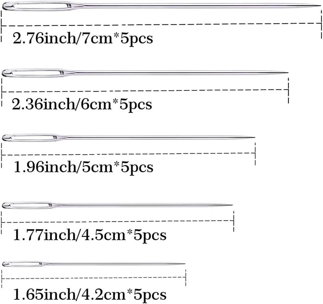30 عدد سوزن خیاطی دستی، ست سوزن خیاطی دسته دار، سوزن های گلدوزی با اندازه های مختلف مناسب برای خیاطی دستی (30 عدد سوزن کوبلن بزرگ ته گرد 2)
