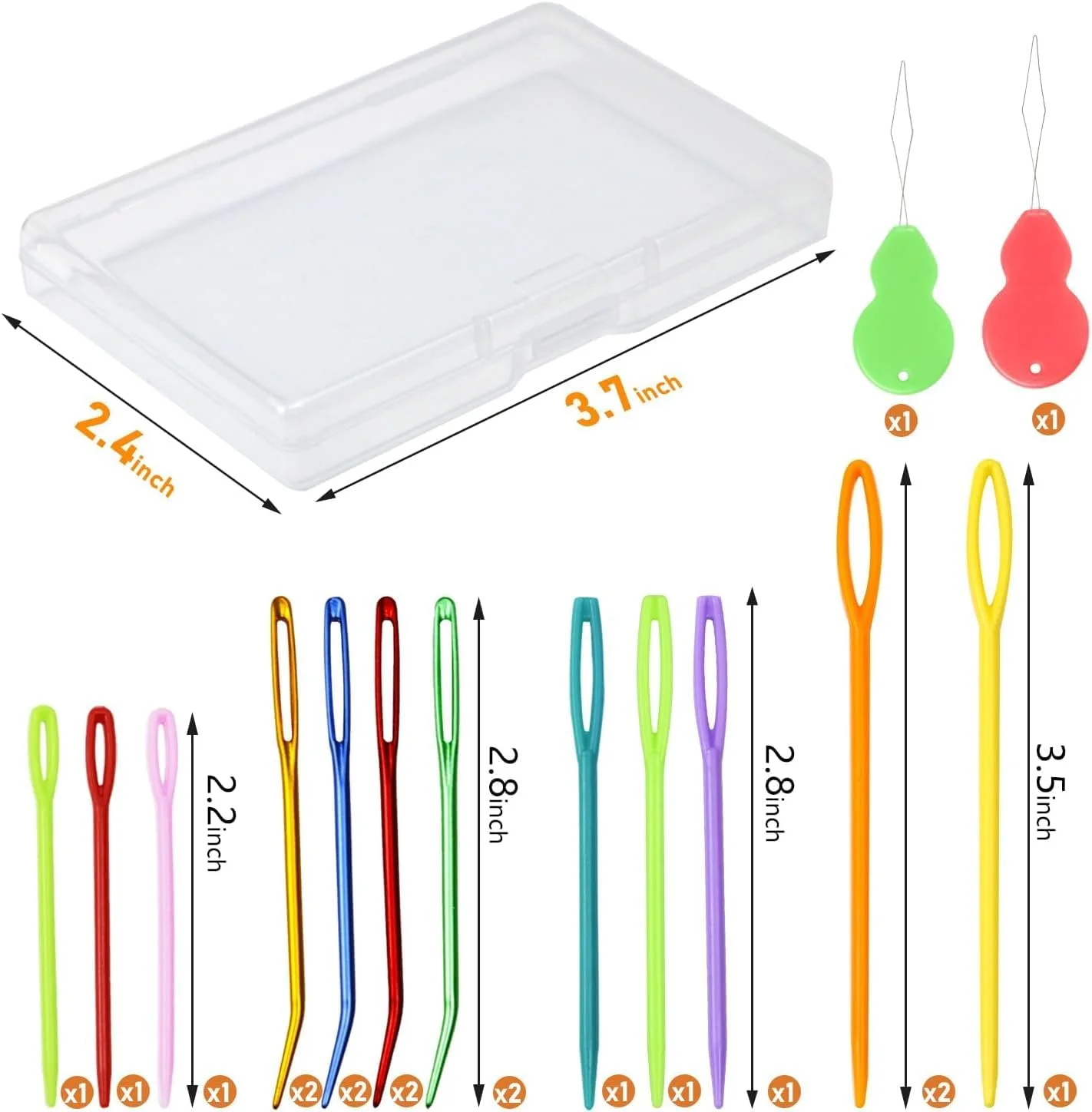 ست 19 عددی سوزن نخ، سوزن های نخ با طرح های مختلف، سوزن های ملیله دوزی خمیده، سوزن بافندگی، سوزن های رفو، سوزن های پلاستیکی، سوزن های بافندگی ضخیم با چشم بزرگ برای خیاطی و قلاب بافی
