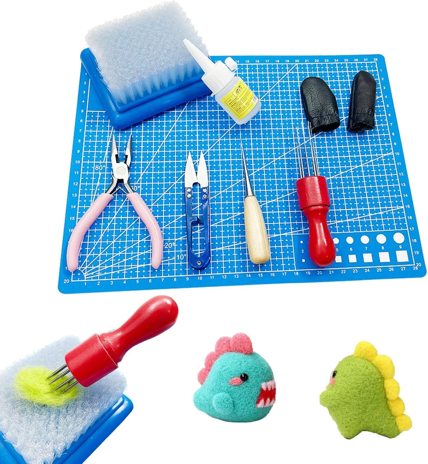 ست پانچ سوزنی - ست پانچ سوزنی دستی با قیچی شابلون نمد دوزی، پد نمد دوزی، ست مبتدی نمد دوزی برای لوازم نمد دوزی حیوانات نمدی