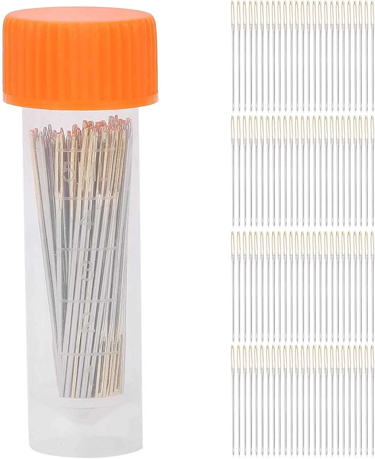 NDNCZDHC 100 عدد سوزن گلدوزی با جعبه نگهداری، سوزن های دوخت چشم بزرگ استیل ضد زنگ، ابزار گلدوزی (#2) NDNCZDHC 100 عدد سوزن گلدوزی با جعبه نگهداری، سوزن های دوخت چشم بزرگ استیل ضد زنگ، ابزار گلدوزی (#2)