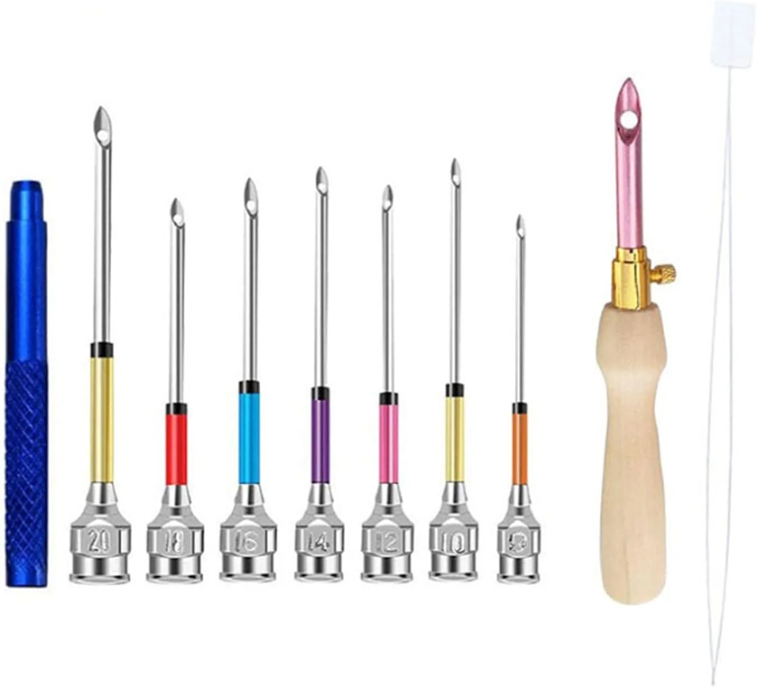ست 10 عددی کیت سوزن پانچ، سوزن پانچ قابل تنظیم، قلم گلدوزی با دسته چوبی برای بزرگسالان، نخ مبتدی، سوزن دوزی ضربدری، کاردستی DIY.
