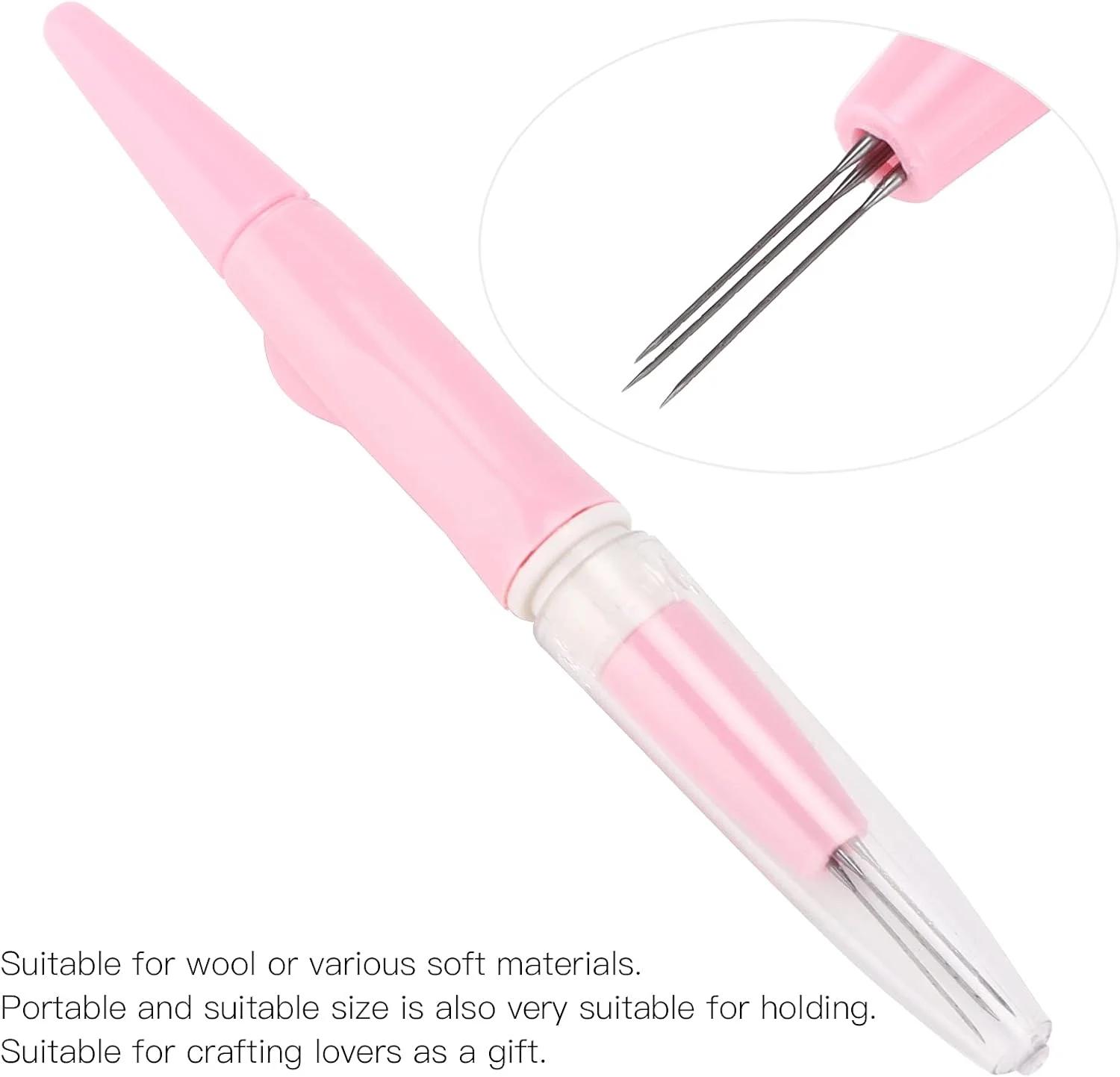 قلم نمد دوزی 3 سوزنه NDNCZDHC، ابزار سوزن نمدی پشمی با 3 سوزن، سوزن نمدی برای پروژه های تکه دوزی DIY (صورتی) قلم نمد دوزی 3 سوزنه NDNCZDHC، ابزار سوزن نمدی پشمی با 3 سوزن، سوزن نمدی برای پروژه های تکه دوزی DIY (صورتی)