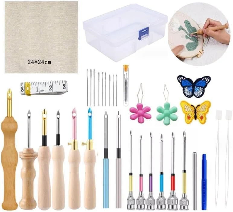 ست سوزن پانچ 35 عددی، کیت های گلدوزی سوزن پانچ، ابزار سوزن پانچ قابل تنظیم، ست سوزن پانچ برای مبتدیان بزرگسال ست سوزن پانچ 35 عددی، کیت های گلدوزی سوزن پانچ، ابزار سوزن پانچ قابل تنظیم، ست سوزن پانچ برای مبتدیان بزرگسال