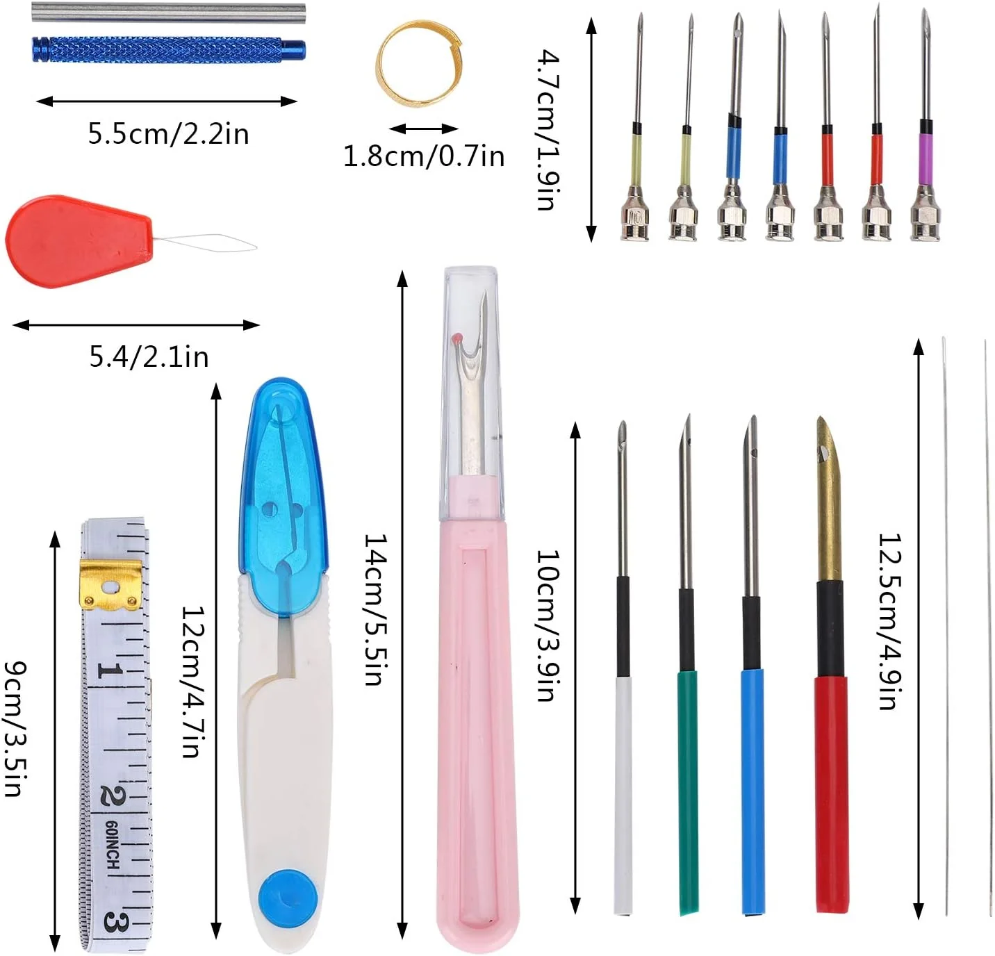 کیت سوزن پانچ گلدوزی NDNCZDHC برای مبتدیان بزرگسال، 20 عدد کیت سوزن پانچ با 7 عدد سر سوزن قابل تعویض برای کارهای دستی