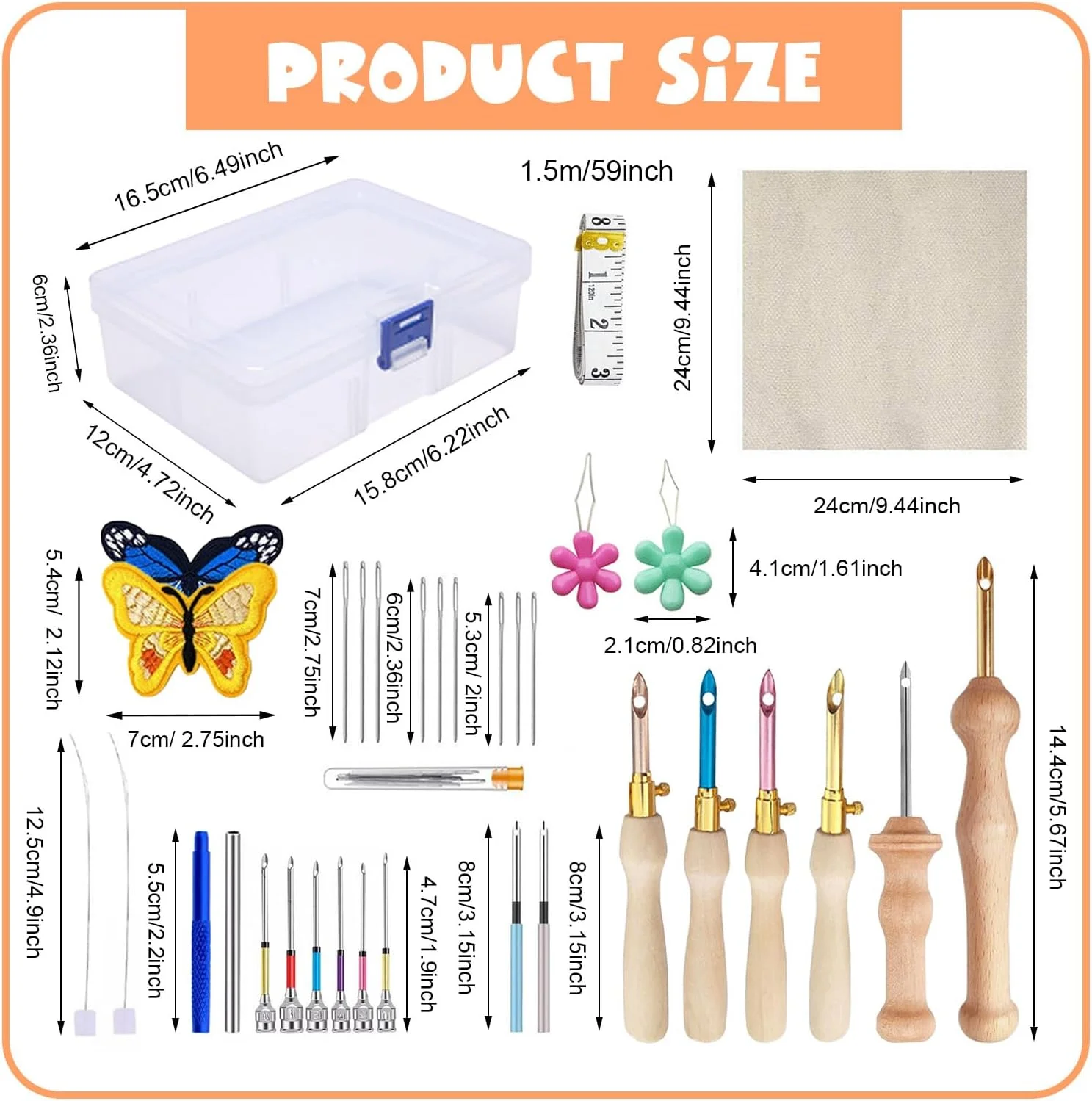 ست سوزن پانچ 35 عددی، کیت های گلدوزی سوزن پانچ، ابزار سوزن پانچ قابل تنظیم، ست سوزن پانچ برای مبتدیان بزرگسال
