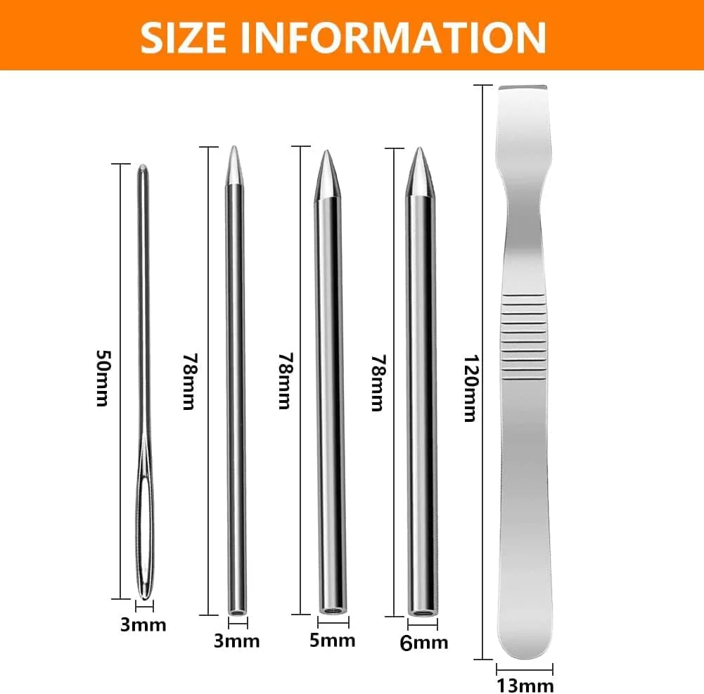 La Nago بسته 5 عددی سوزن بند پاراکورد استیل ضد زنگ نقره ای، سوزن های بند پاراکورد، مجموعه بافت و اتصال برای دستبندهای پاراکورد صنایع دستی DIY