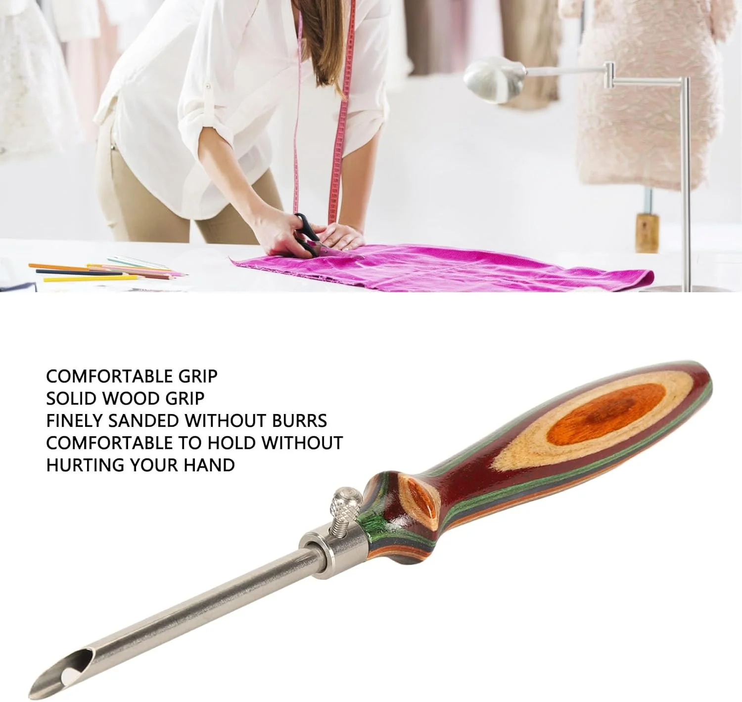 ست سوزن پانچ دسته چوبی NDNCZDHC، ابزار قلم گلدوزی قابل تنظیم 2.5 میلی متر 3.5 میلی متر 5 میلی متر برای دوخت و دوز صنایع دستی DIY